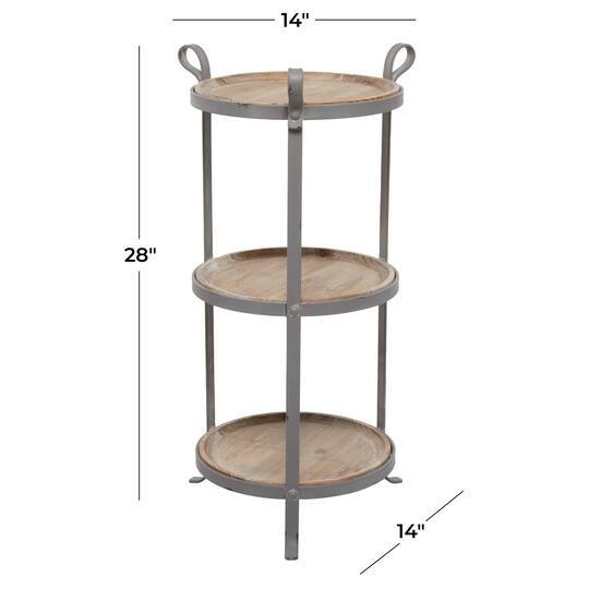 28" Gray Iron Industrial Accent Table